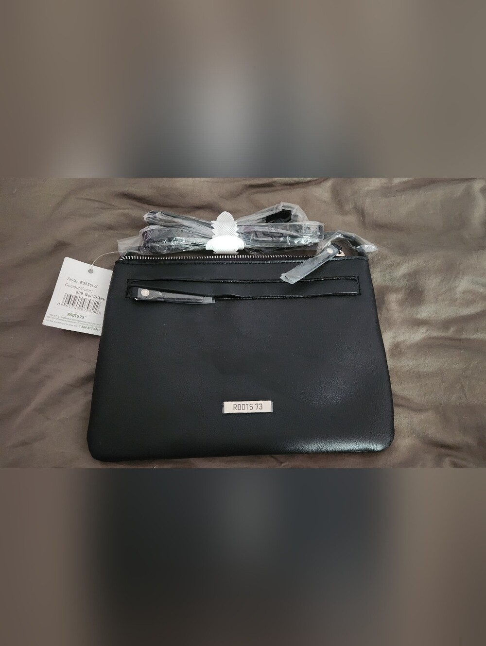 ROOTS 73 Black Leather Crossbody Bag